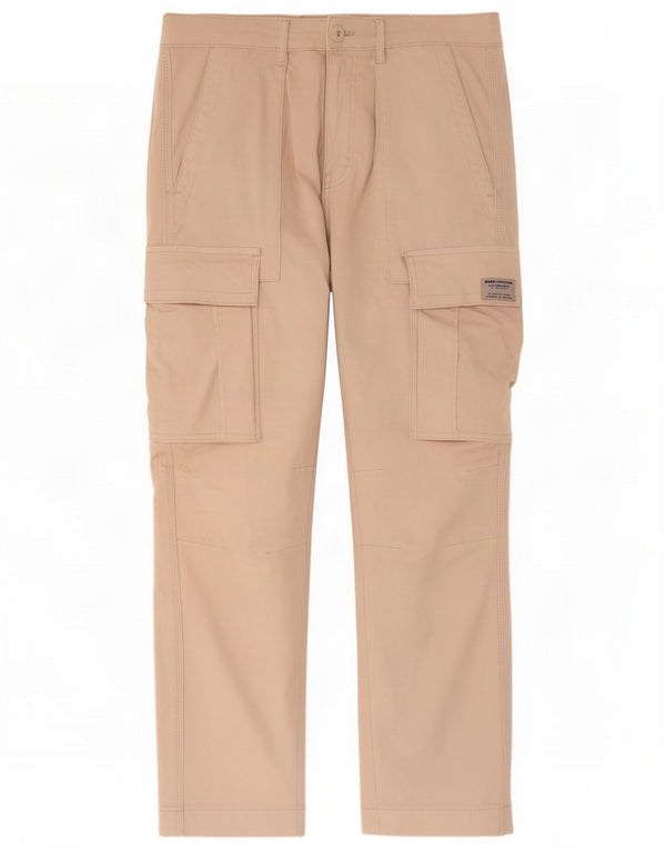 Zara Mens Straight Cargo Calças EU 40 Médio W31 L28 Algodão Bege