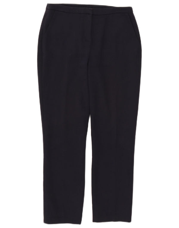 Calça feminina Reiss reta cortada Reino Unido 6 XS W27 L25 algodão azul marinho