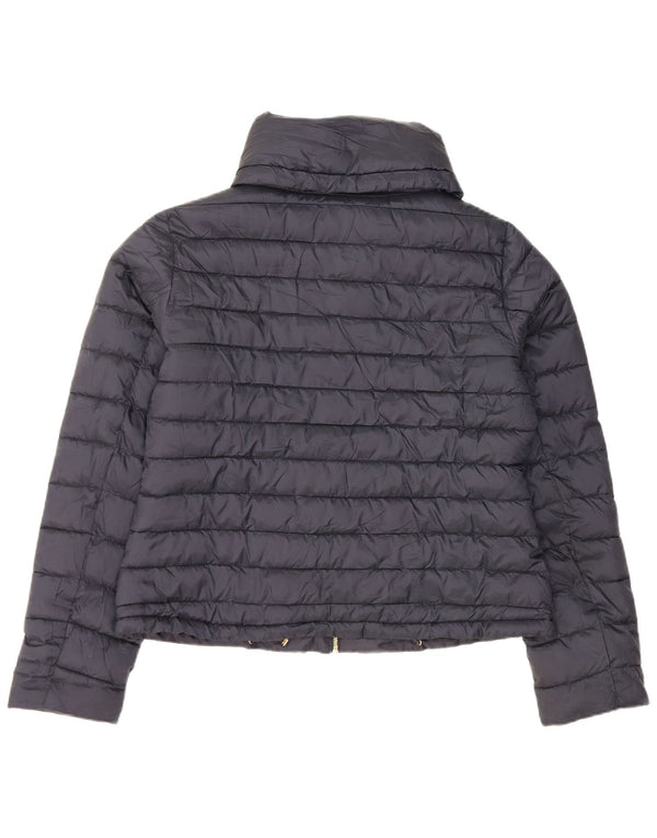 Jaqueta acolchoada com capuz Zara feminina UK 20 2XL azul marinho poliéster