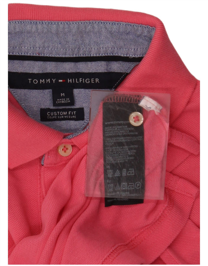 Camisa polo masculina TOMMY HILFIGER Custom Fit algodão rosa médio