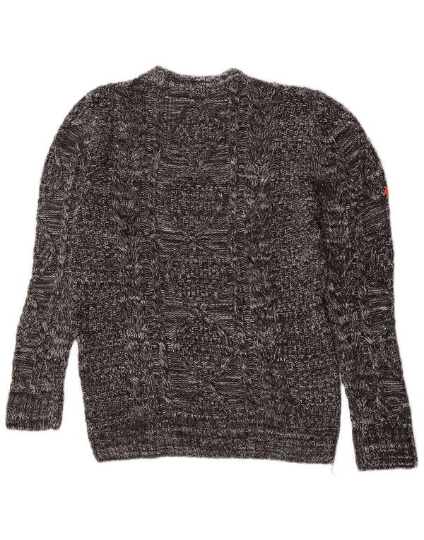 Suéter masculino Superdry com gola redonda e acrílico manchado cinza médio inverno