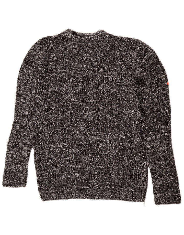 Suéter masculino Superdry com gola redonda e acrílico manchado cinza médio inverno