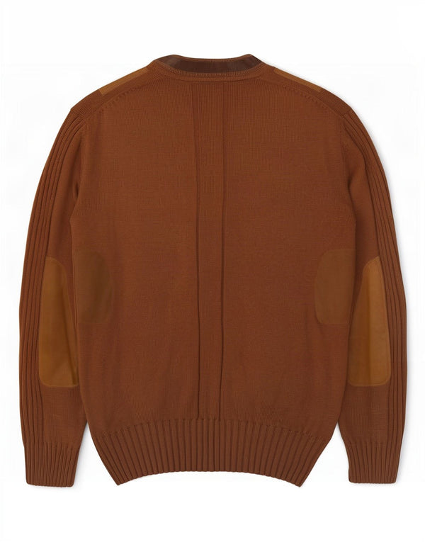 Suéter cardigã masculino vintage IT 56 2XL lã colorblock marrom