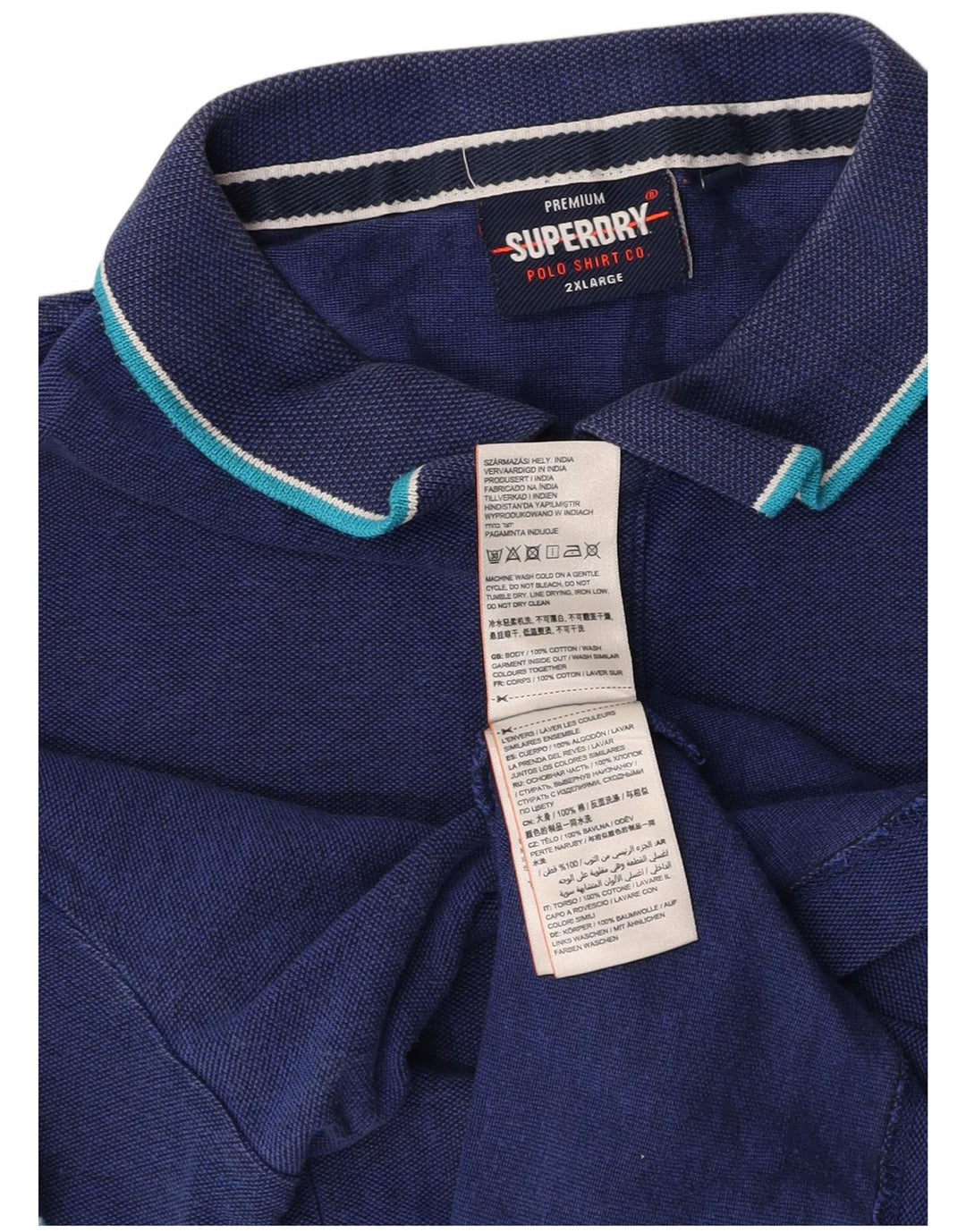 Camisa polo masculina SUPERDRY 2XL algodão azul marinho