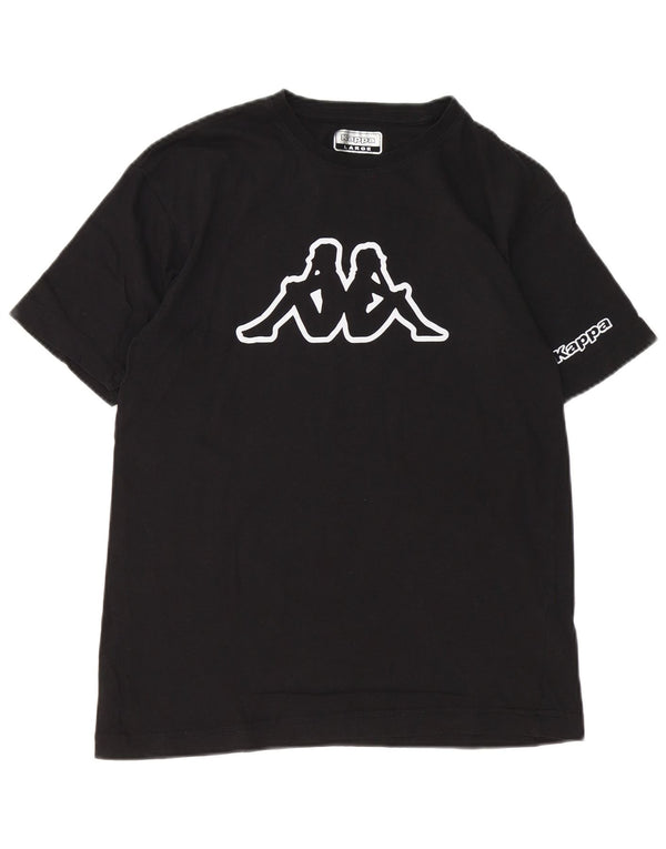 Camiseta feminina Kappa com estampa gráfica grande de algodão preto