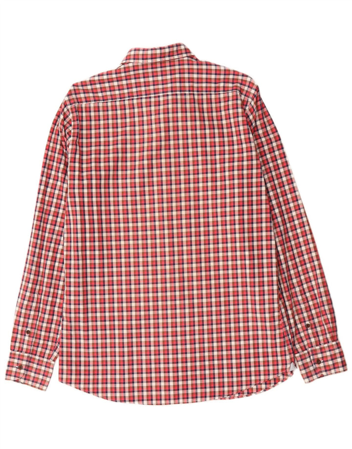 Camisa masculina de flanela Massimo Dutti xadrez vermelho médio