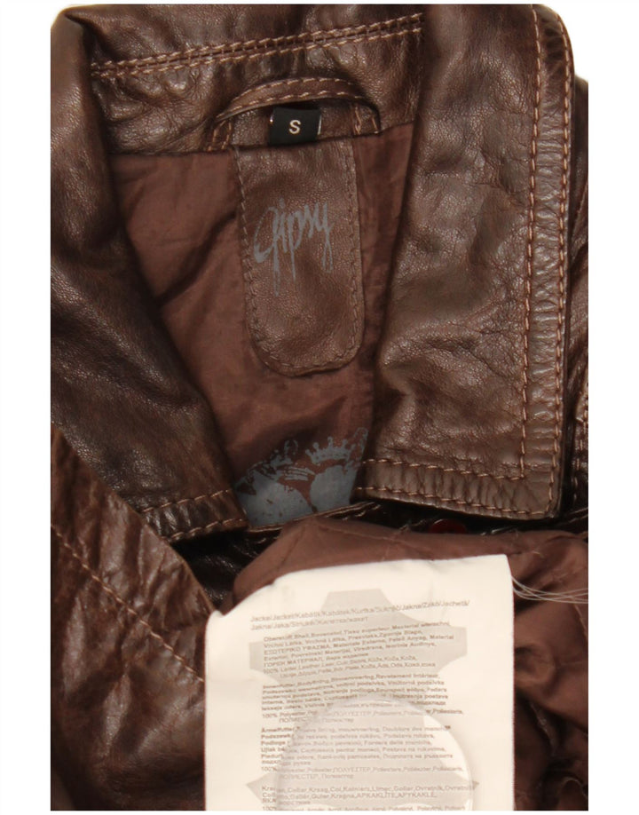 Casaco de couro feminino Gipsy UK 10 pequeno marrom