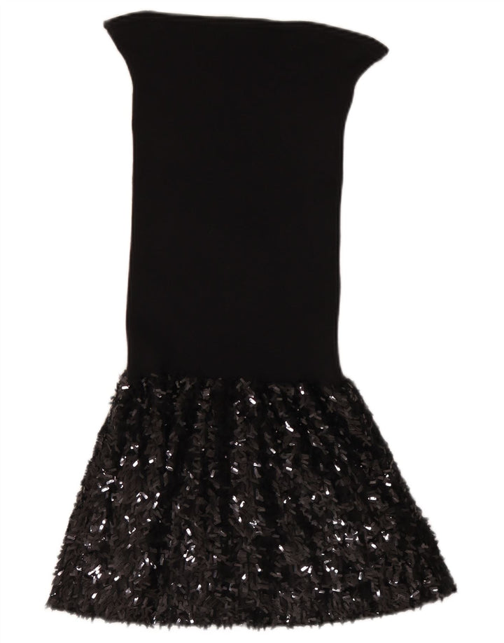 Vestido feminino Sisley sem alças UK 12 lã preta média
