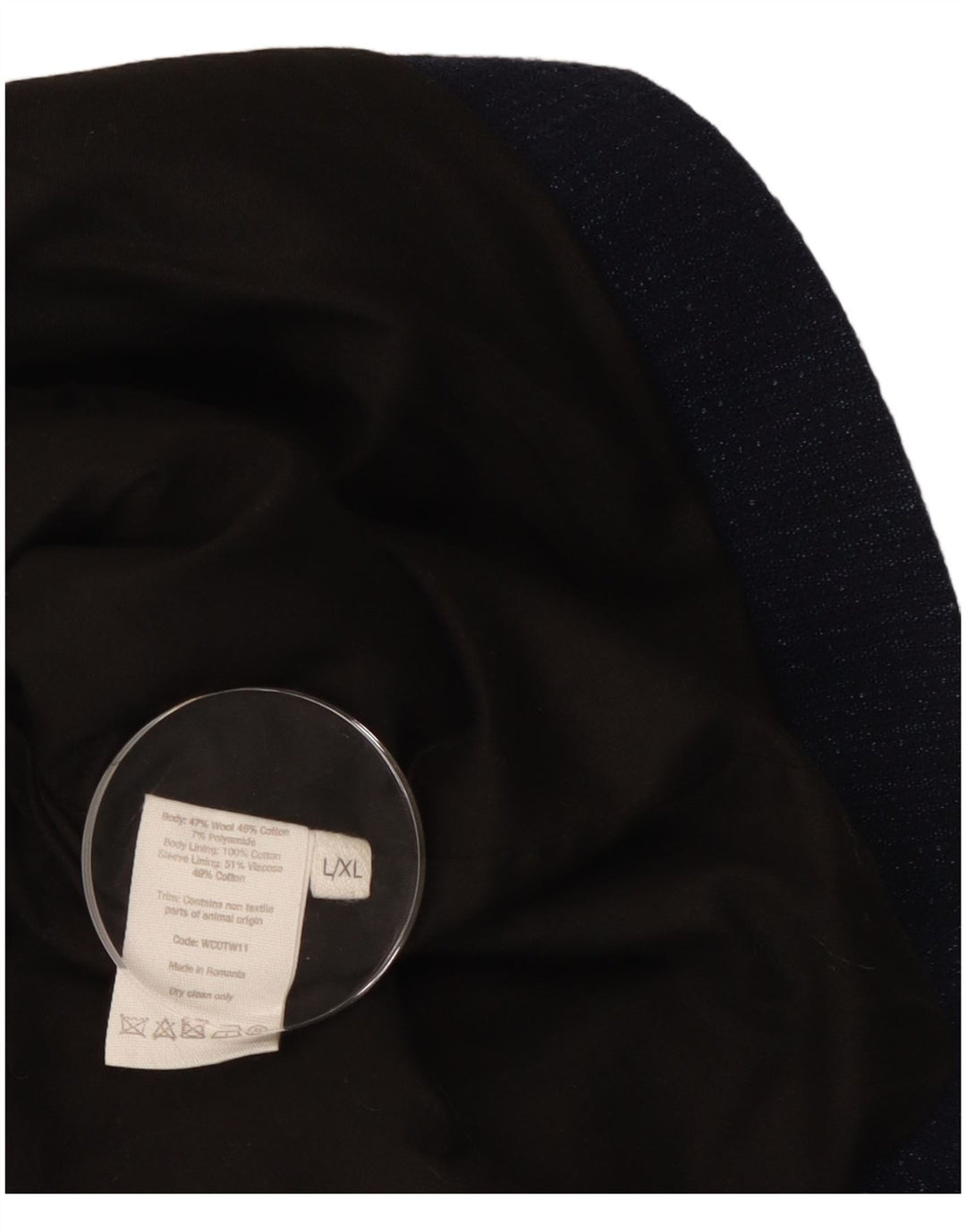 Sobretudo feminino Toast UK 18 XL lã listrada azul marinho