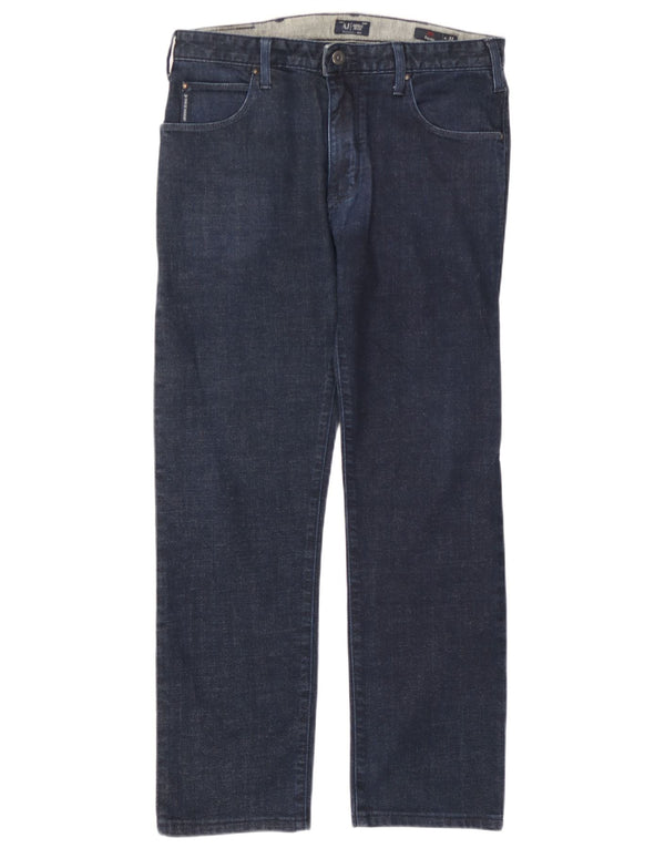 Armani feminino regular reto jeans W31 L27 algodão azul marinho