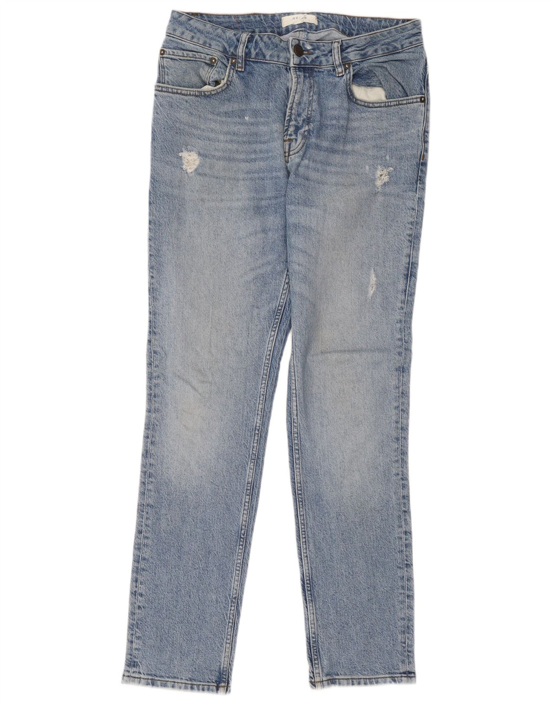Reiss Jeans masculino desgastado slim W32 L30 algodão azul