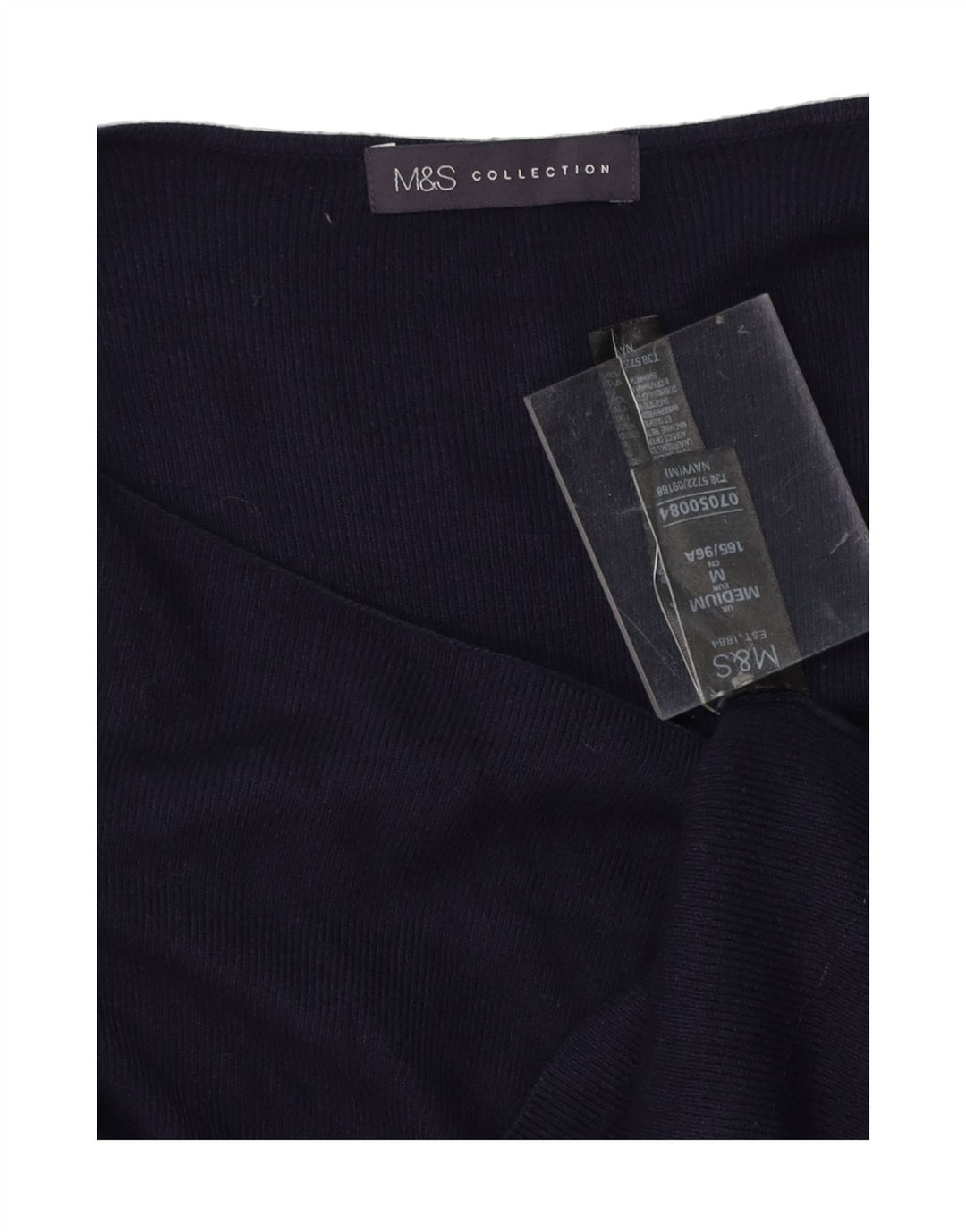 MARKS & SPENCER Mens Cardigan Sweater Medium Navy Blue Viscose Vintage Marks & Spencer and Second-Hand Marks & Spencer from Messina Hembry 