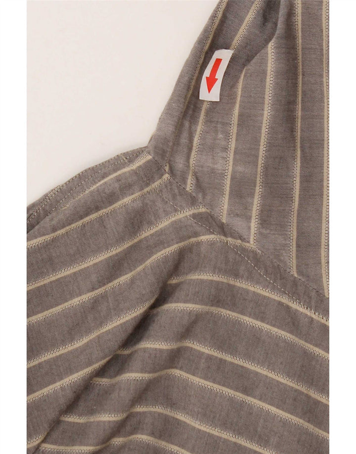 Camisa masculina Hugo Boss grande algodão listrado cinza