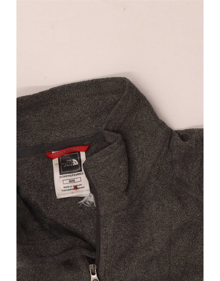 Suéter de lã feminino The North Face com zíper e gola UK 14 poliéster cinza médio