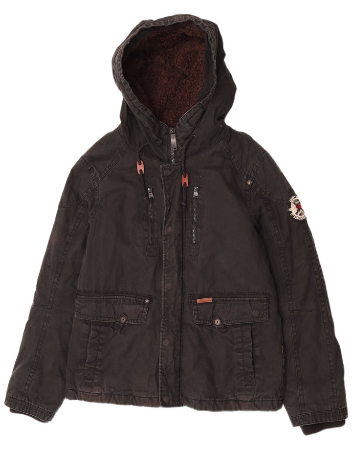 Jaqueta utilitária masculina KHUJO com capuz UK 40 grande preta