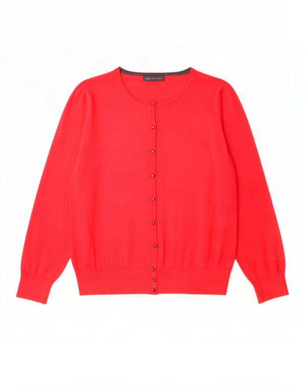 Suéter cardigã feminino Marks & Spencer UK 24 4XL viscose vermelha