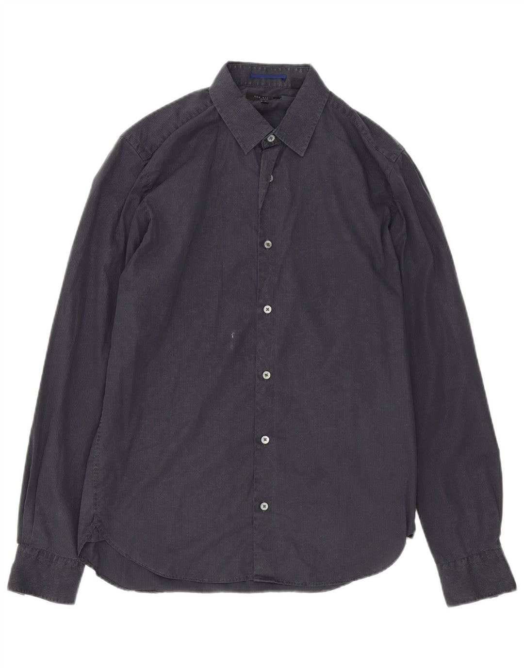 Camisa masculina Ted Baker tamanho 3 algodão listrado cinza médio