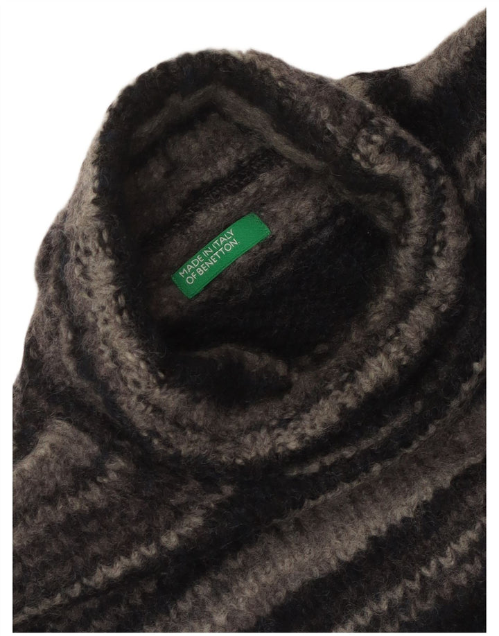 Suéter feminino Benetton com gola redonda e listrado cinza grande UK 14