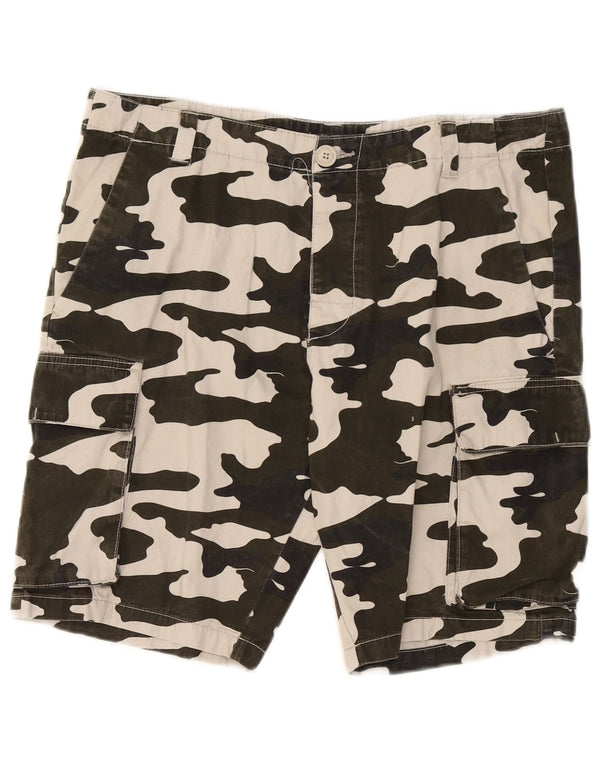Shorts cargo masculino French Connection W34 grande camuflagem cáqui