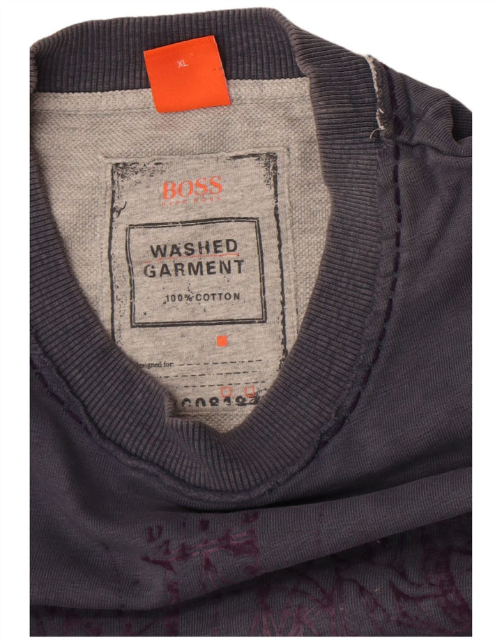 Hugo Boss moletom gráfico masculino Jumper XL azul marinho algodão