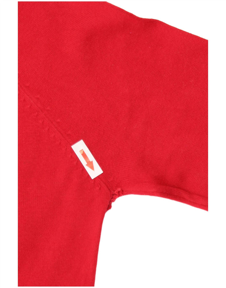 Suéter feminino Zara com decote em V Reino Unido 12 algodão vermelho médio
