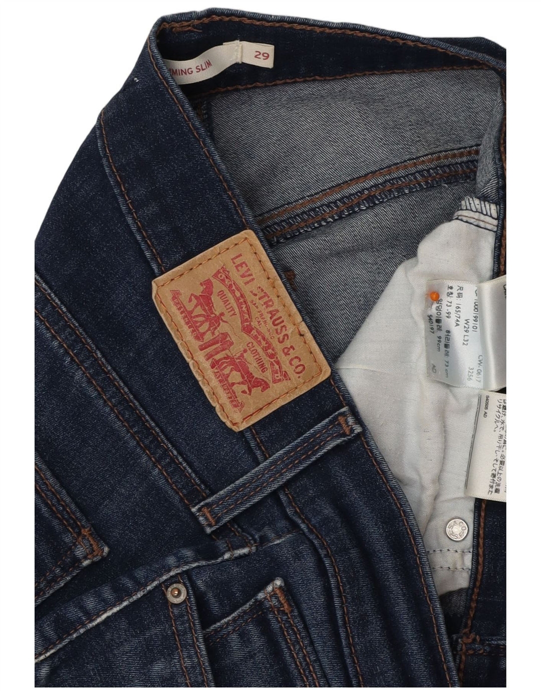 LEVI'S Jeans feminino slim slim W29 L32 algodão azul
