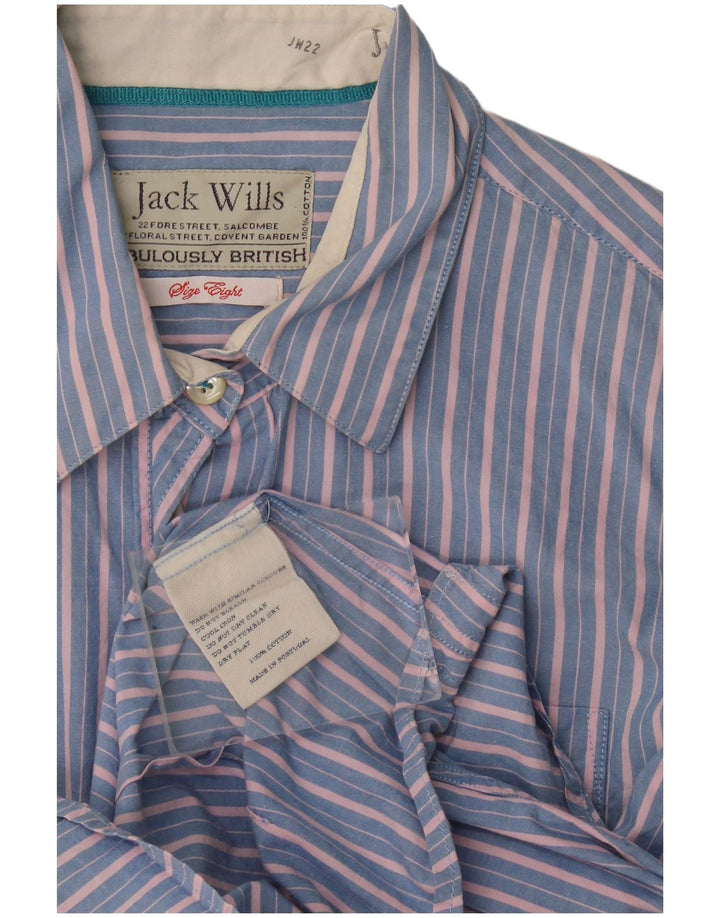 Camisa feminina Jack Wills Reino Unido 8 algodão listrado azul pequeno