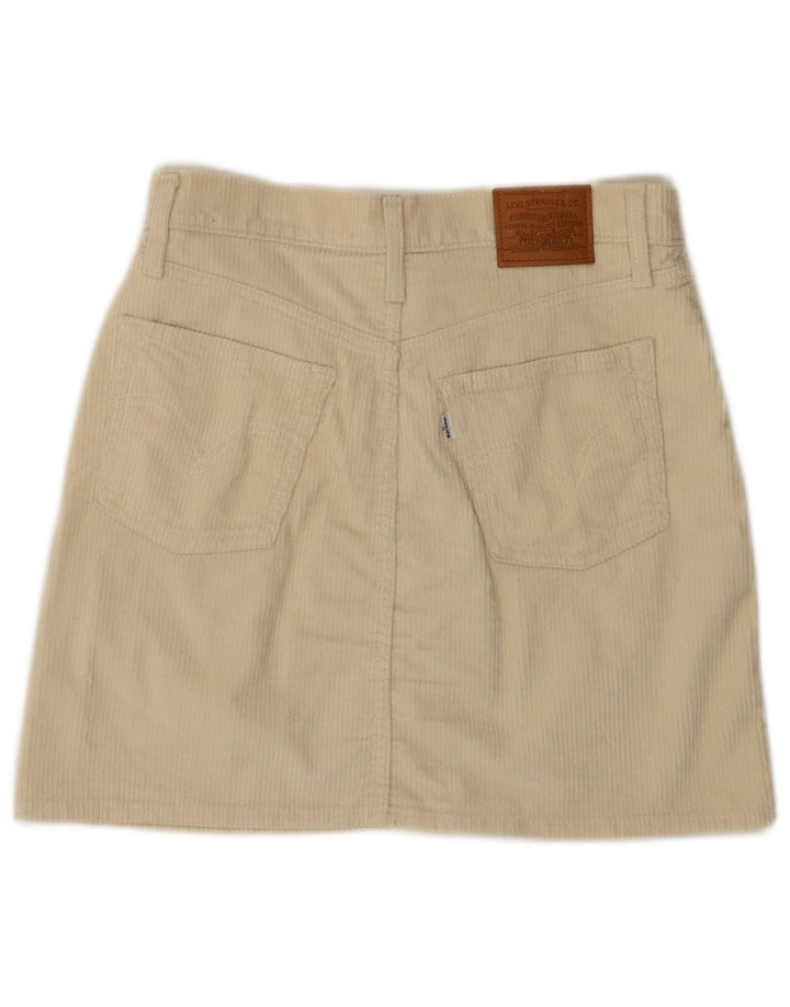 LEVI'S Mini saia feminina de veludo cotelê 501 W28 médio off white algodão