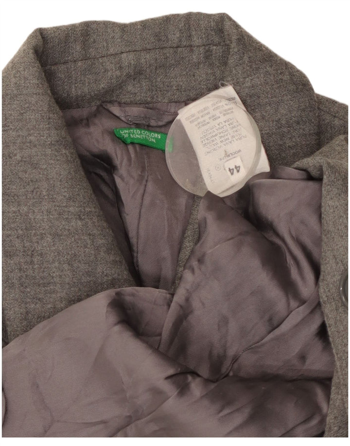 Jaqueta blazer feminina de 5 botões Benetton IT 44 lã virgem cinza médio
