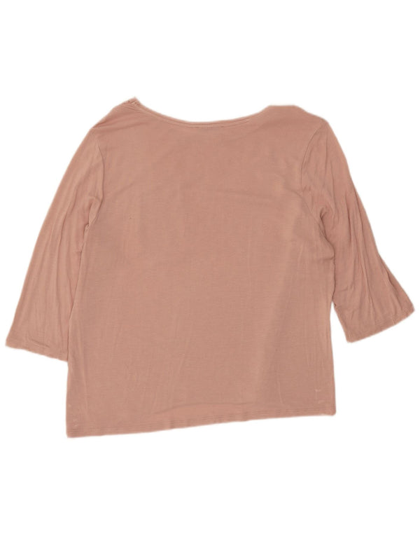 Zara blusa feminina manga 3/4 top UK 16 grande rosa