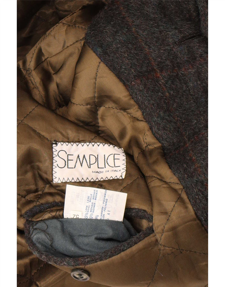Sobretudo masculino vintage IT 52 XL lã xadrez cinza