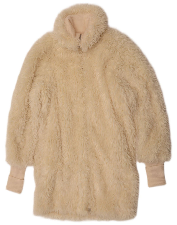 Sobretudo feminino de pele sintética Gas UK 14 médio off white