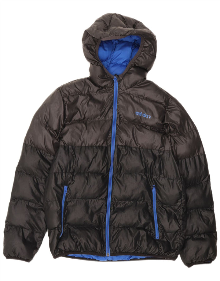 Casaco ADIDAS Menino com Capuz Acolchoado 13-14 Anos Preto Colourblock Poliéster