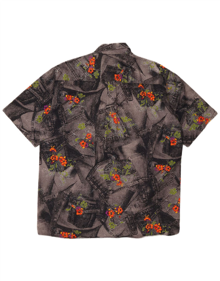 Camisa masculina de manga curta JUPITER tamanho 15 5 cinza médio floral