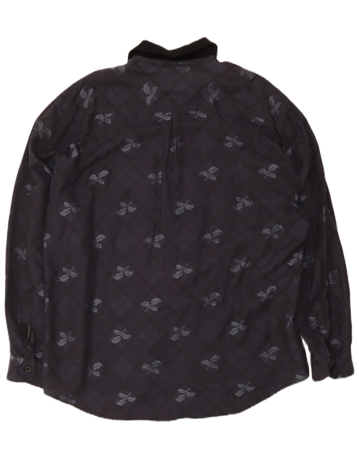 Camisa masculina Daniel Dodd XL azul marinho xadrez poliéster