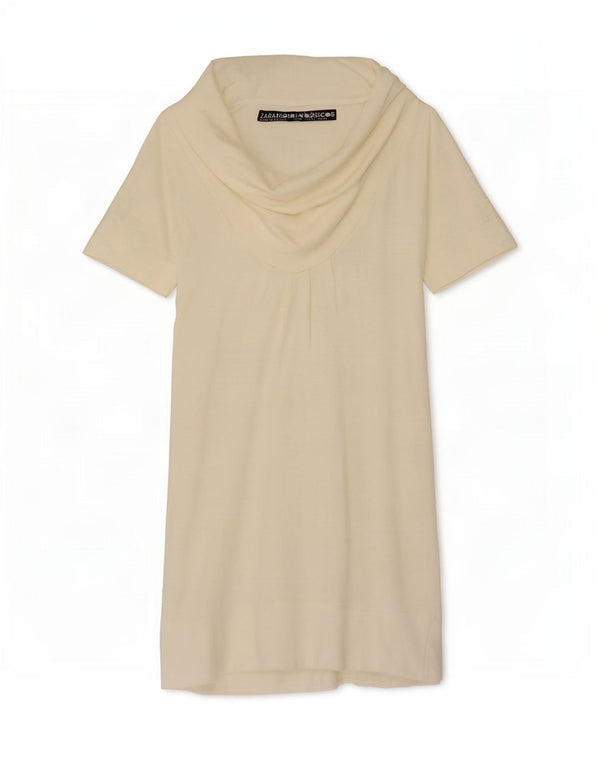 Zara Vestido Shift Feminino UK 14 Grande Off White