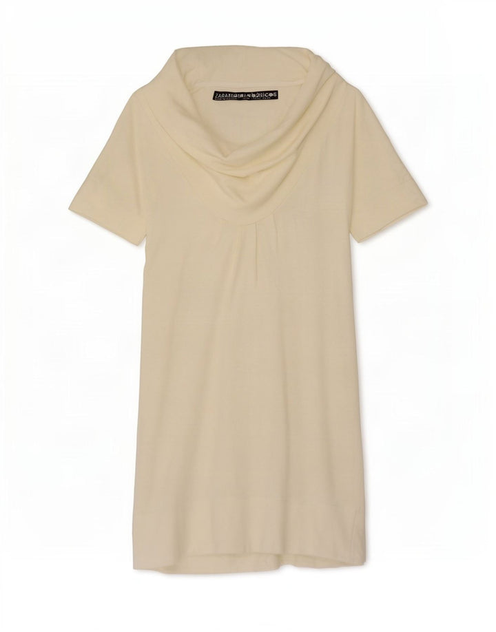 Zara Vestido Shift Feminino UK 14 Grande Off White