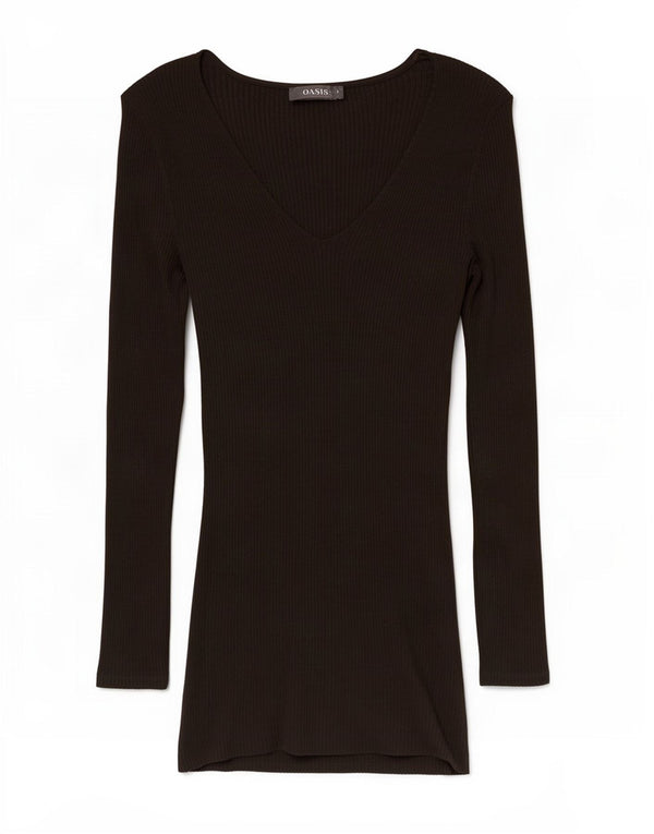 Vestido jumper feminino Oasis de manga comprida Reino Unido 10 pequeno cáqui viscose