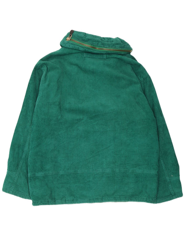Jaqueta de veludo cotelê masculina vintage com capuz Reino Unido 40 algodão verde grande