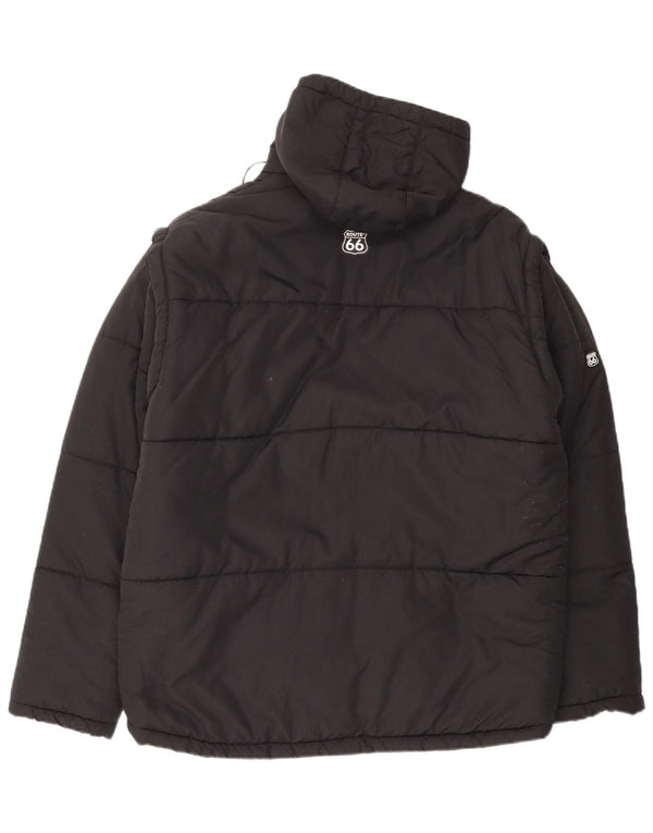 Jaqueta masculina acolchoada com capuz Route 66 UK 40 grande poliamida preta