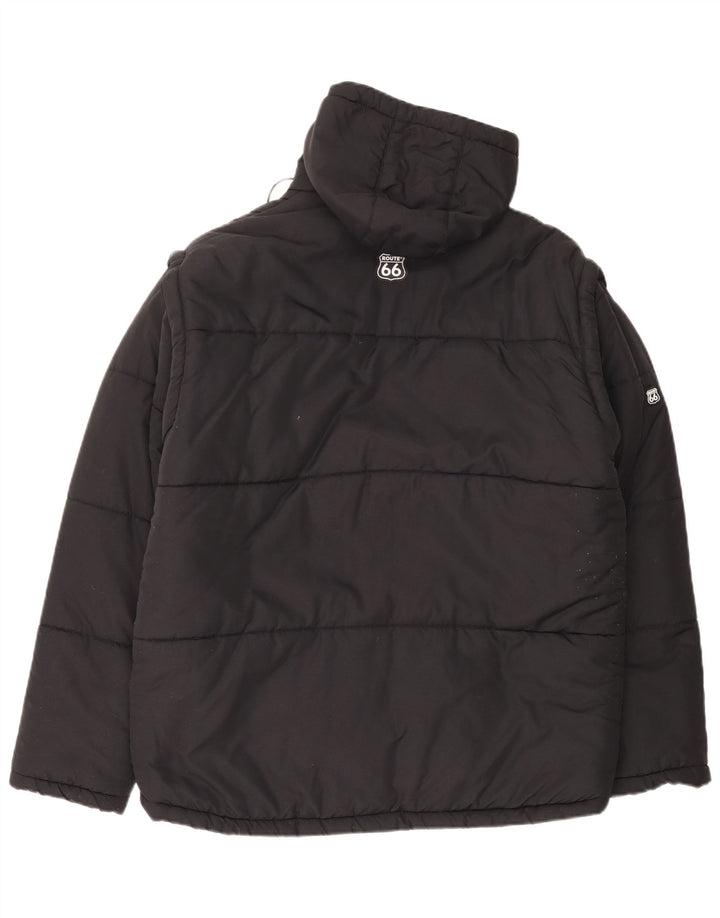 Jaqueta masculina acolchoada com capuz Route 66 UK 40 grande poliamida preta