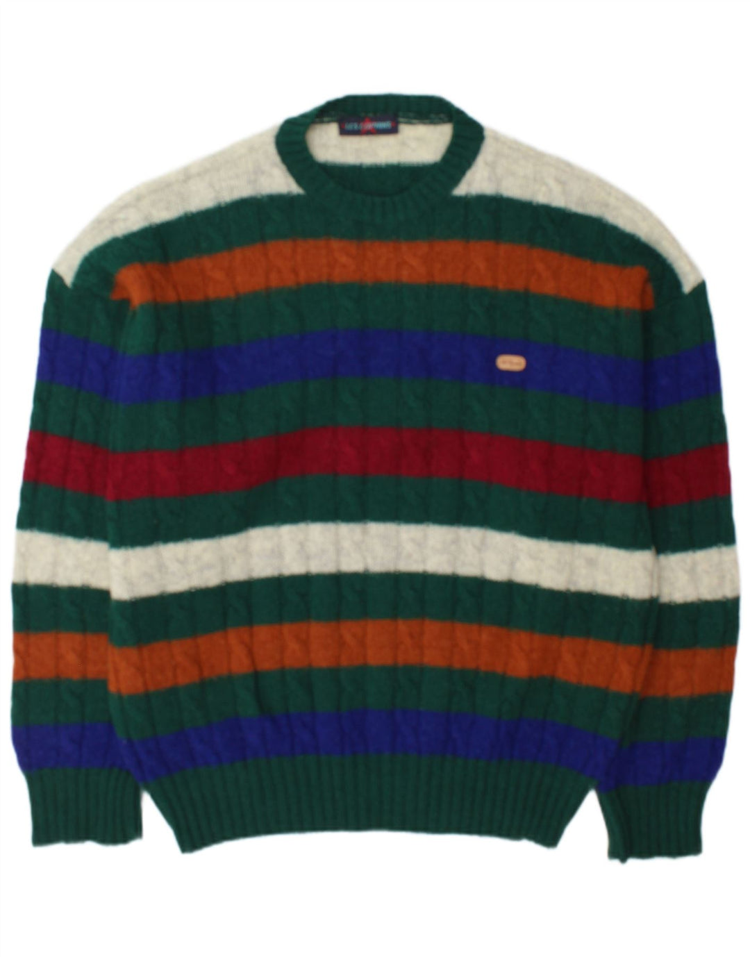 Suéter masculino Les Copains com gola redonda XL de lã listrada multicolorida