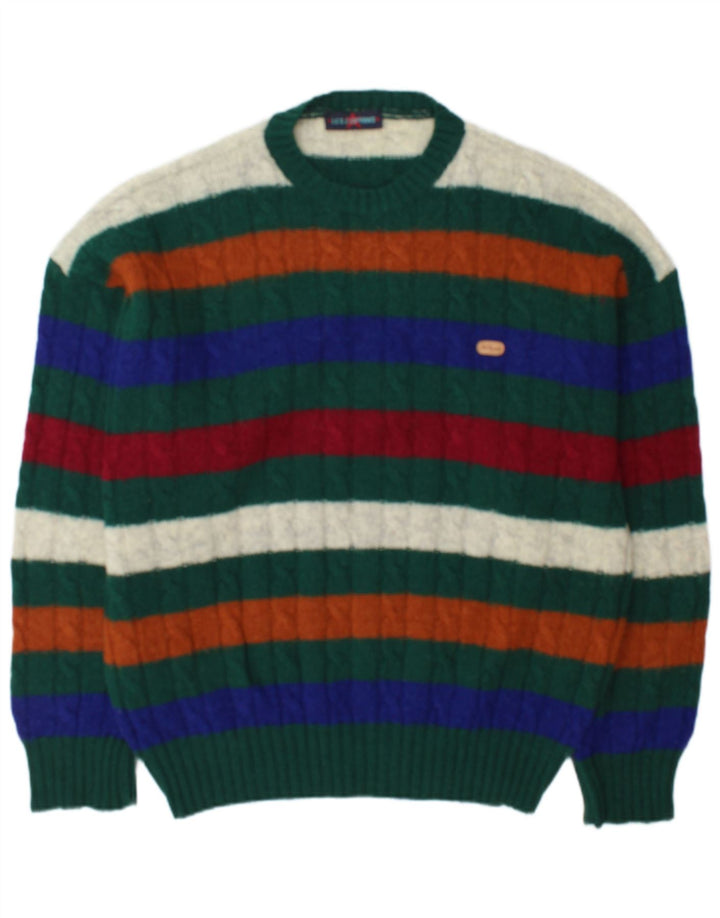 Suéter masculino Les Copains com gola redonda XL de lã listrada multicolorida