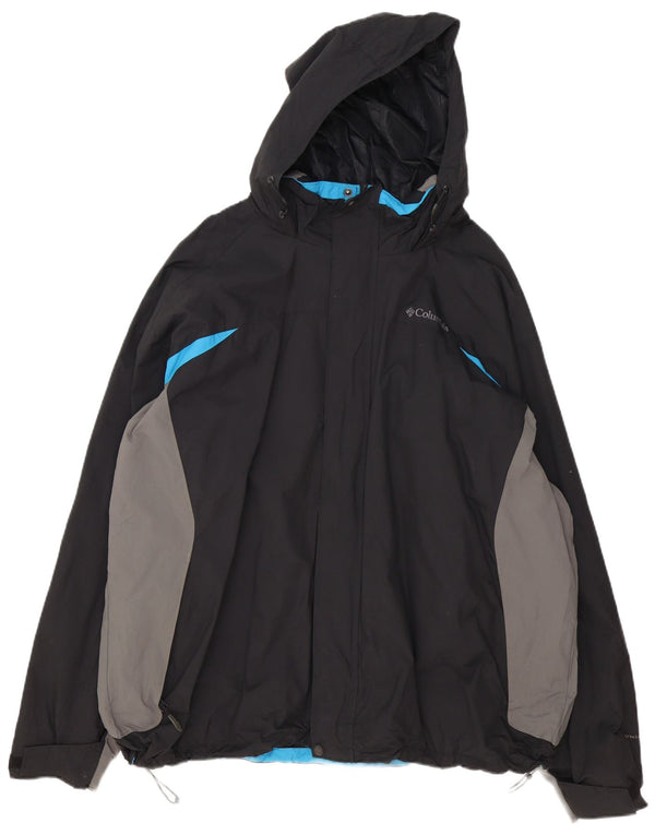 Jaqueta de chuva Columbia masculina Omni-Shield com capuz Reino Unido 44 2XL preto colorblock