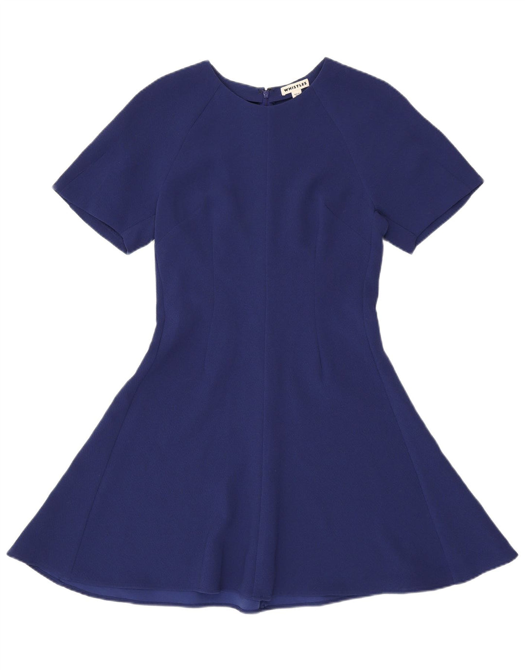 WHISTLES Vestido feminino evasê UK 12 poliéster azul marinho médio