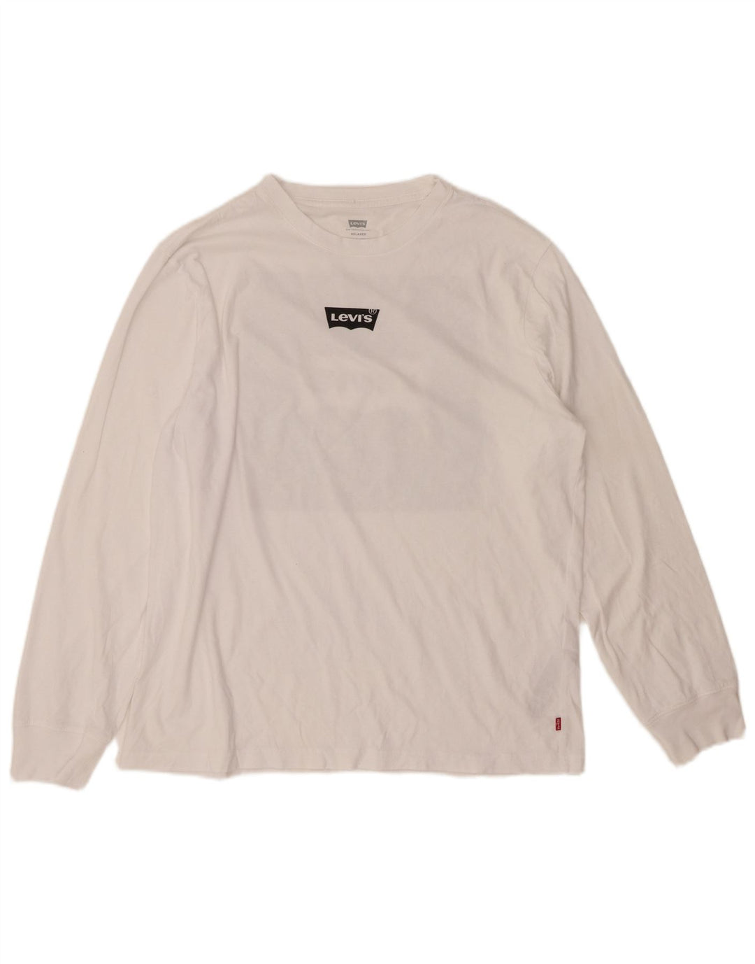 LEVI'S Camiseta masculina relaxada gráfica manga comprida algodão branco médio