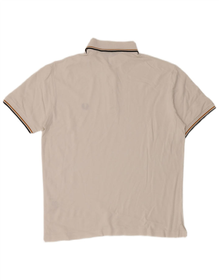 Camisa polo masculina Fred Perry de algodão branco médio