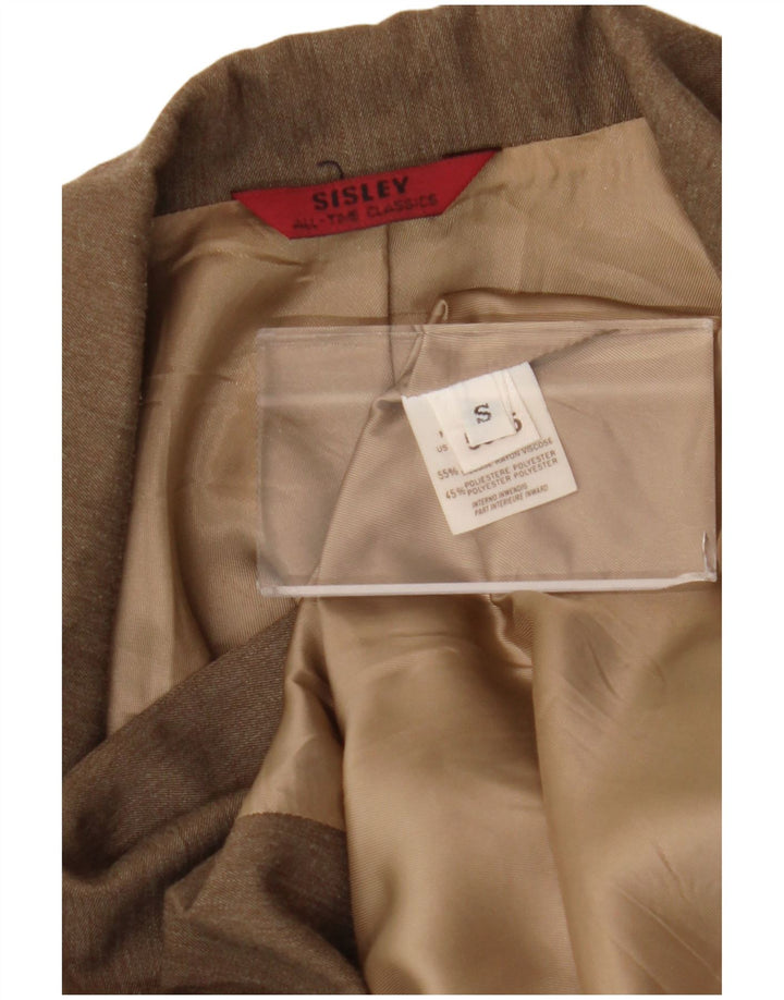 Jaqueta Blazer Sisley Feminina com 4 Botões Reino Unido 10 Pequena Viscose Marrom