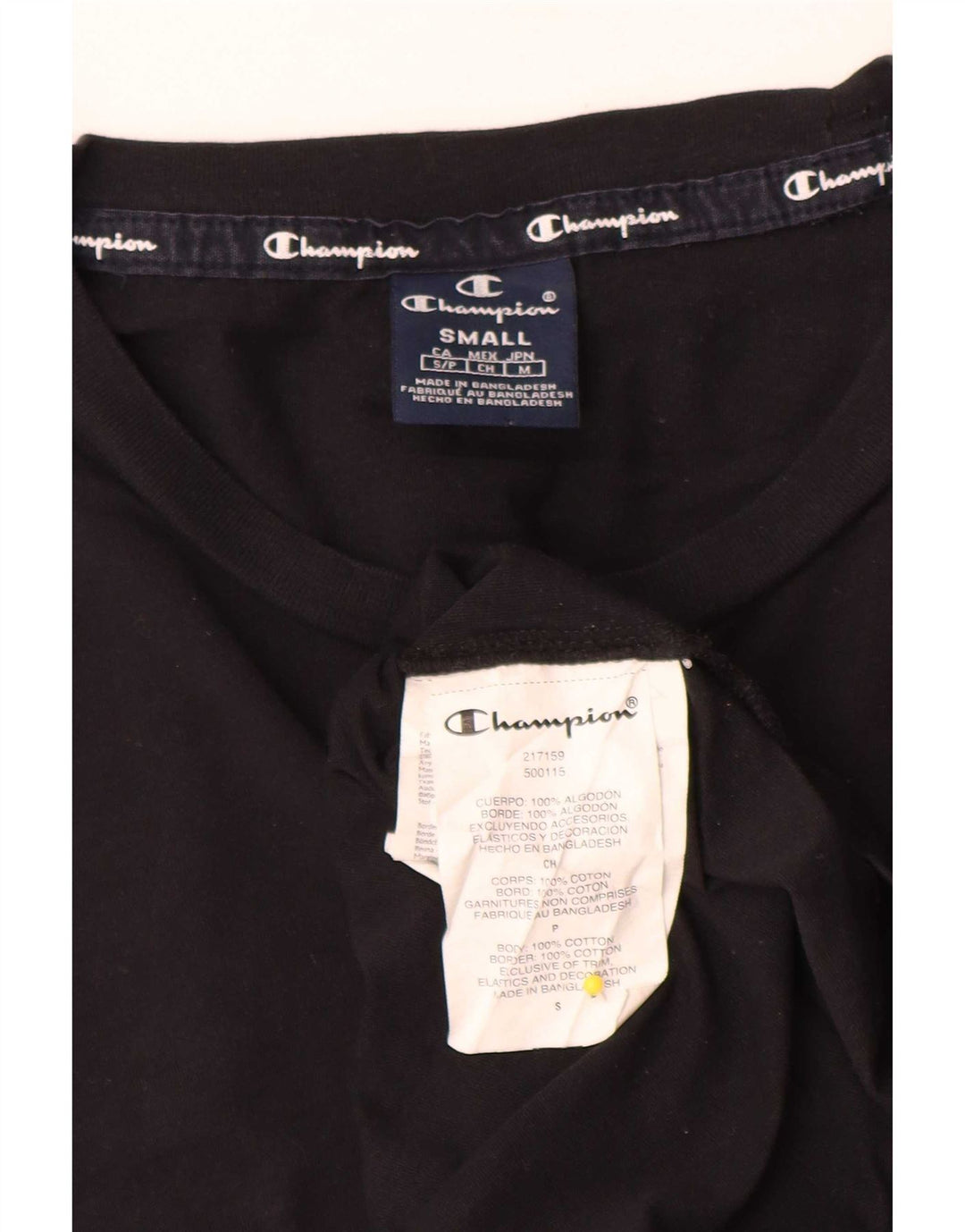 Camiseta masculina Champion pequena de algodão preto