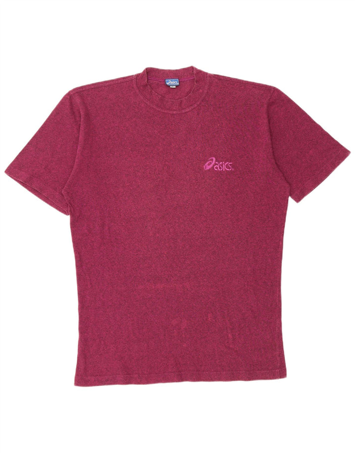 Camiseta masculina Asics Top grande algodão manchado Borgonha